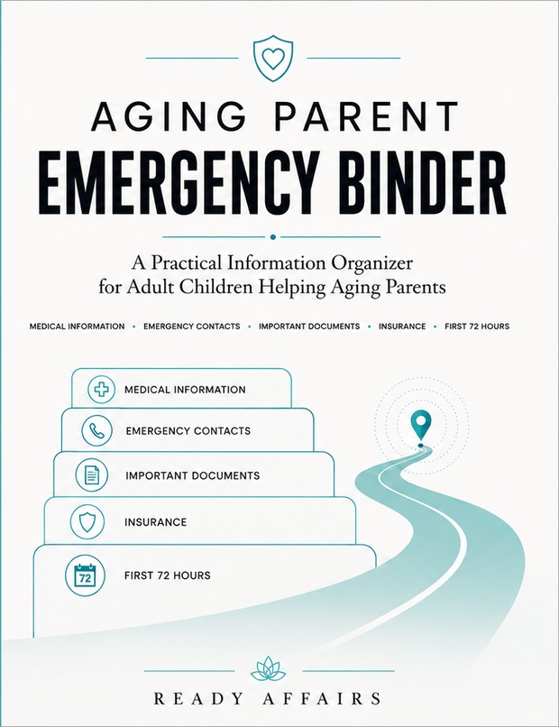 Cover of Aging Parent Emergency Binder published by Ready Affairs